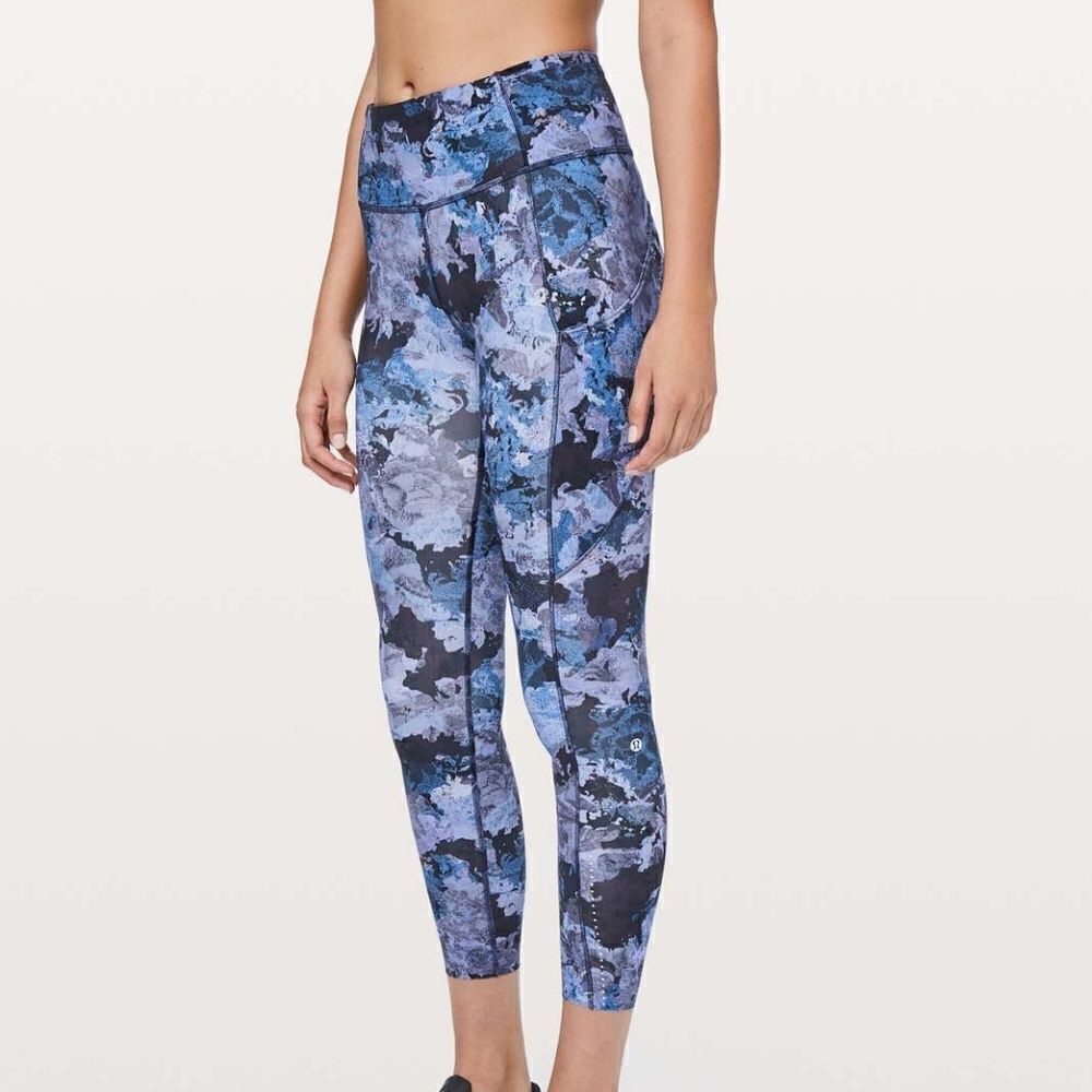 Lululemon Fast & Free 7/8 Tight II Nulux 25" Screen Camo Multi Leggings Size 4